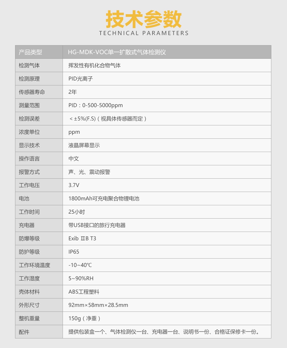 HG-MDK-VOC迷你单一扩散式气体检测仪  挥发性有机气体检测仪