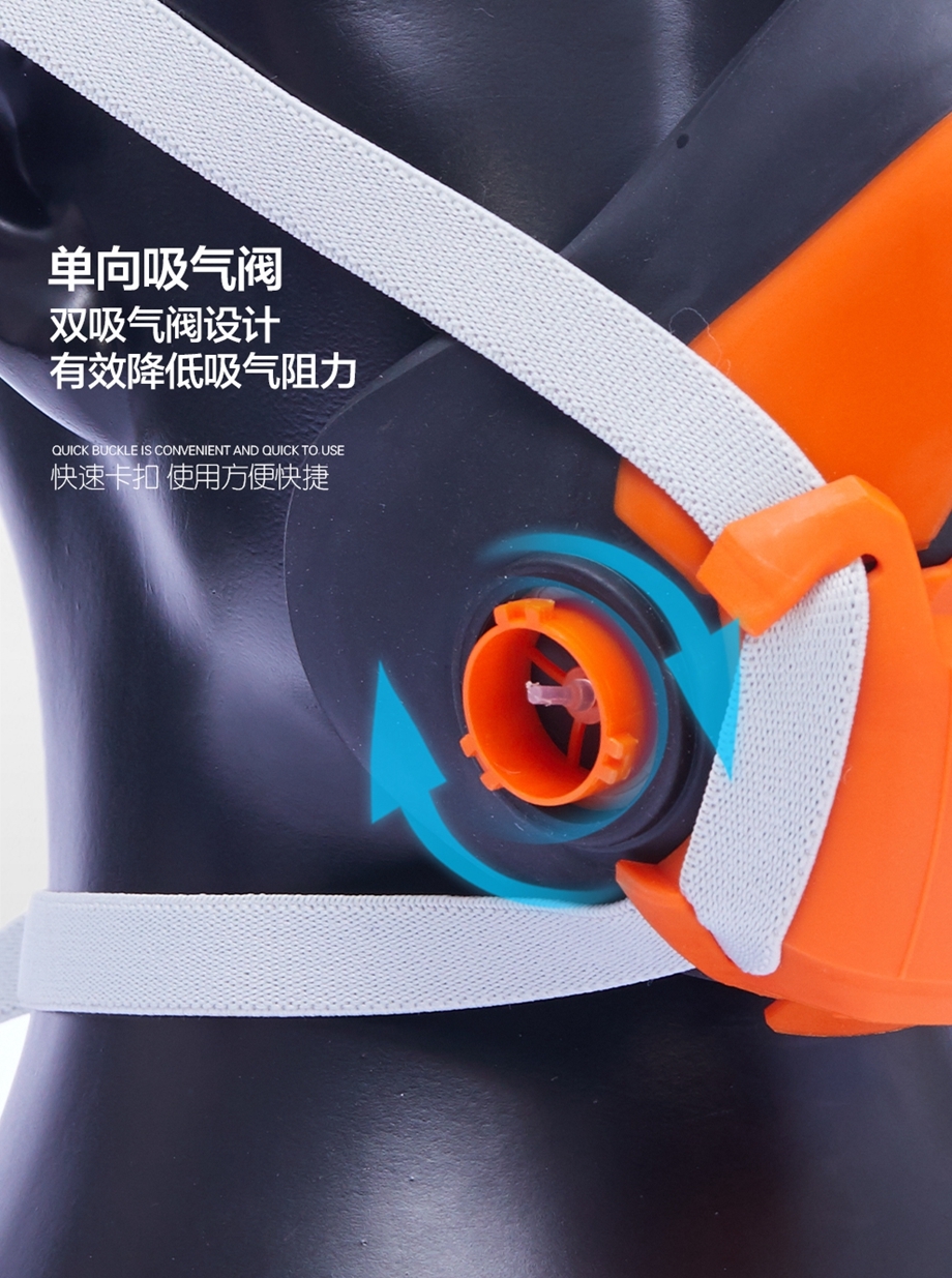 海固HG-602半面罩防毒面具+一级K型4号滤毒盒+滤棉 防尘毒套装