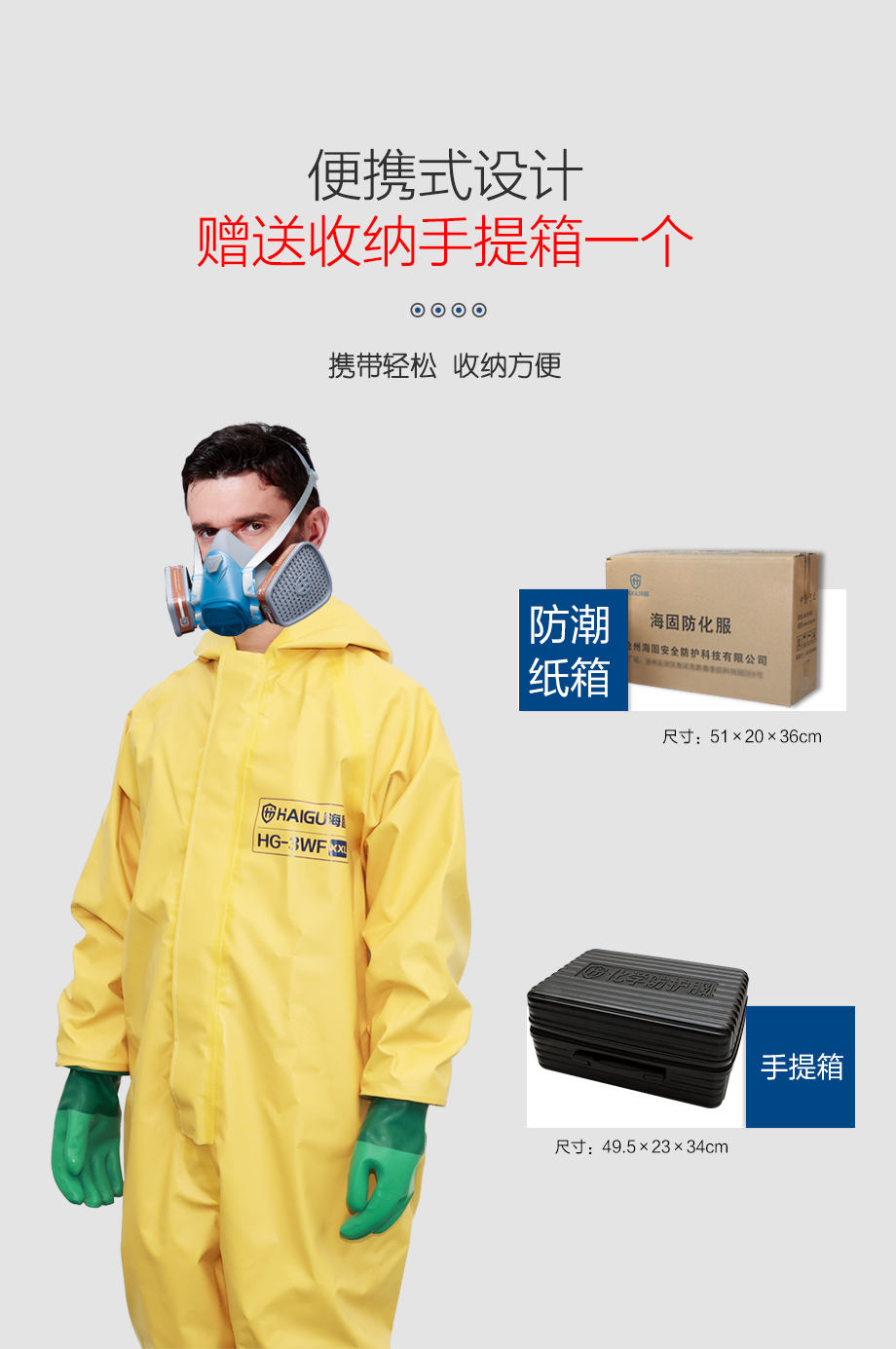海固HG-3WF喷射液密型化学防护服 外置半封闭型（不含防毒面具）