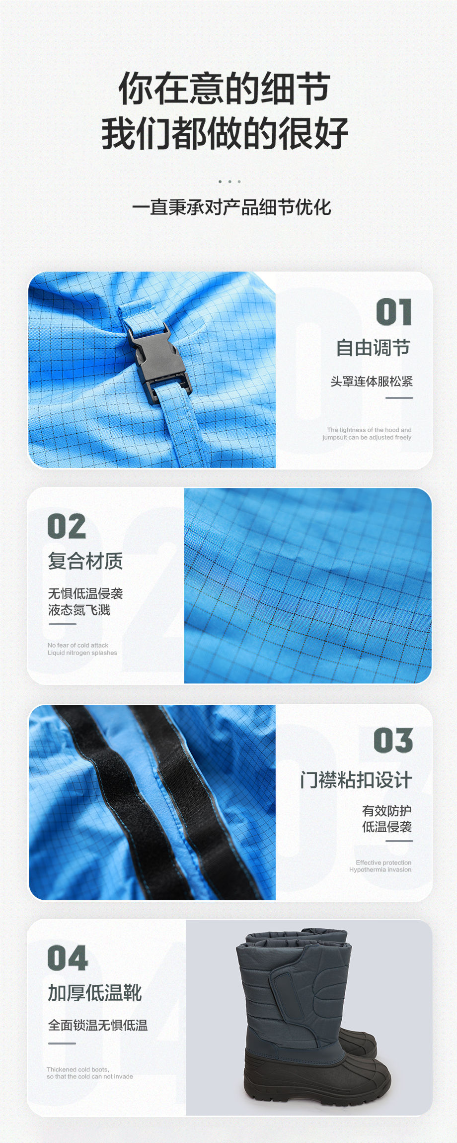 海固低温防护服 防液氮飞溅 防静电 连体带背囊防护服