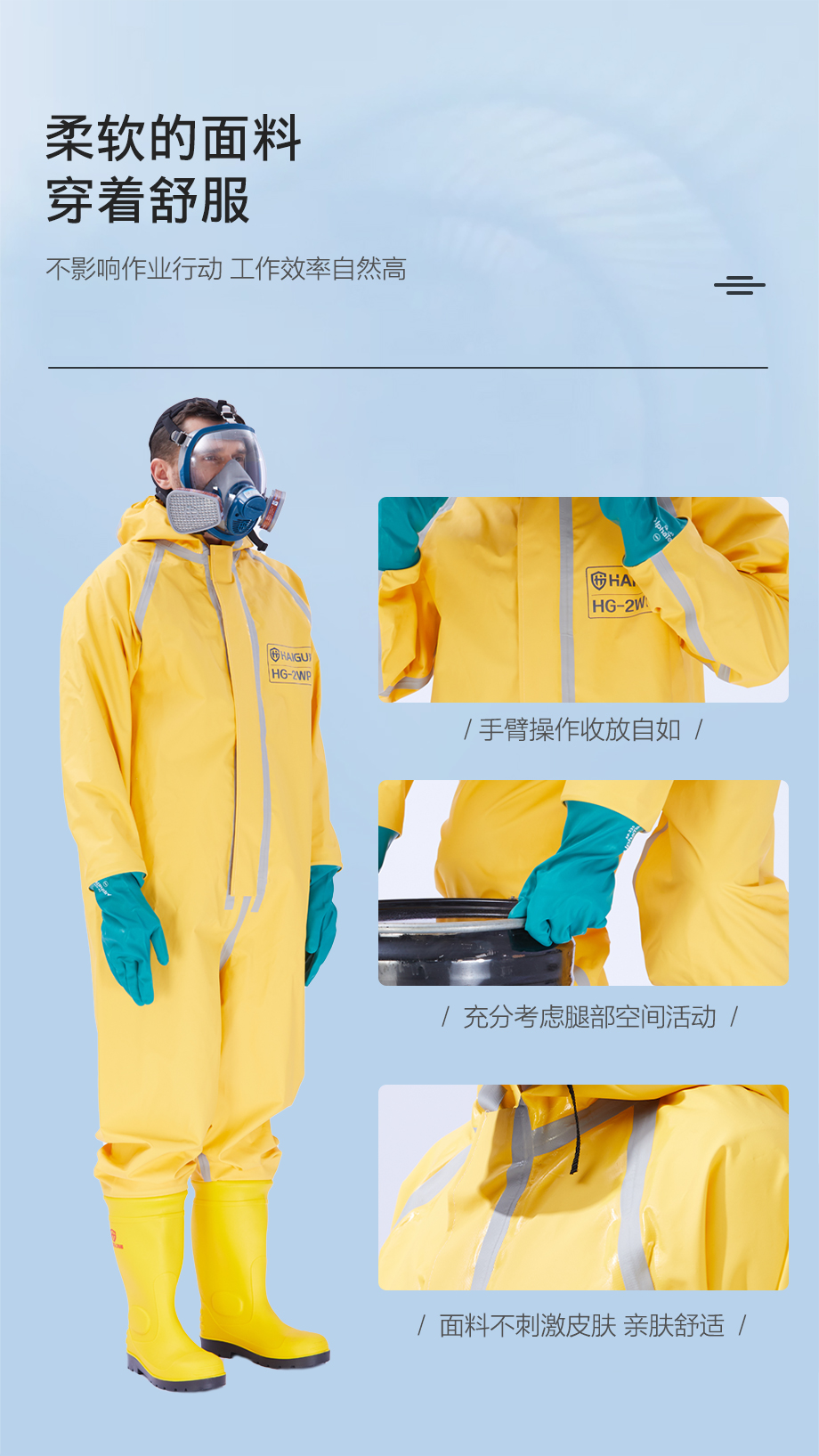海固FH-2WP半封闭轻型防化服 外置二级防化服（黄色款）