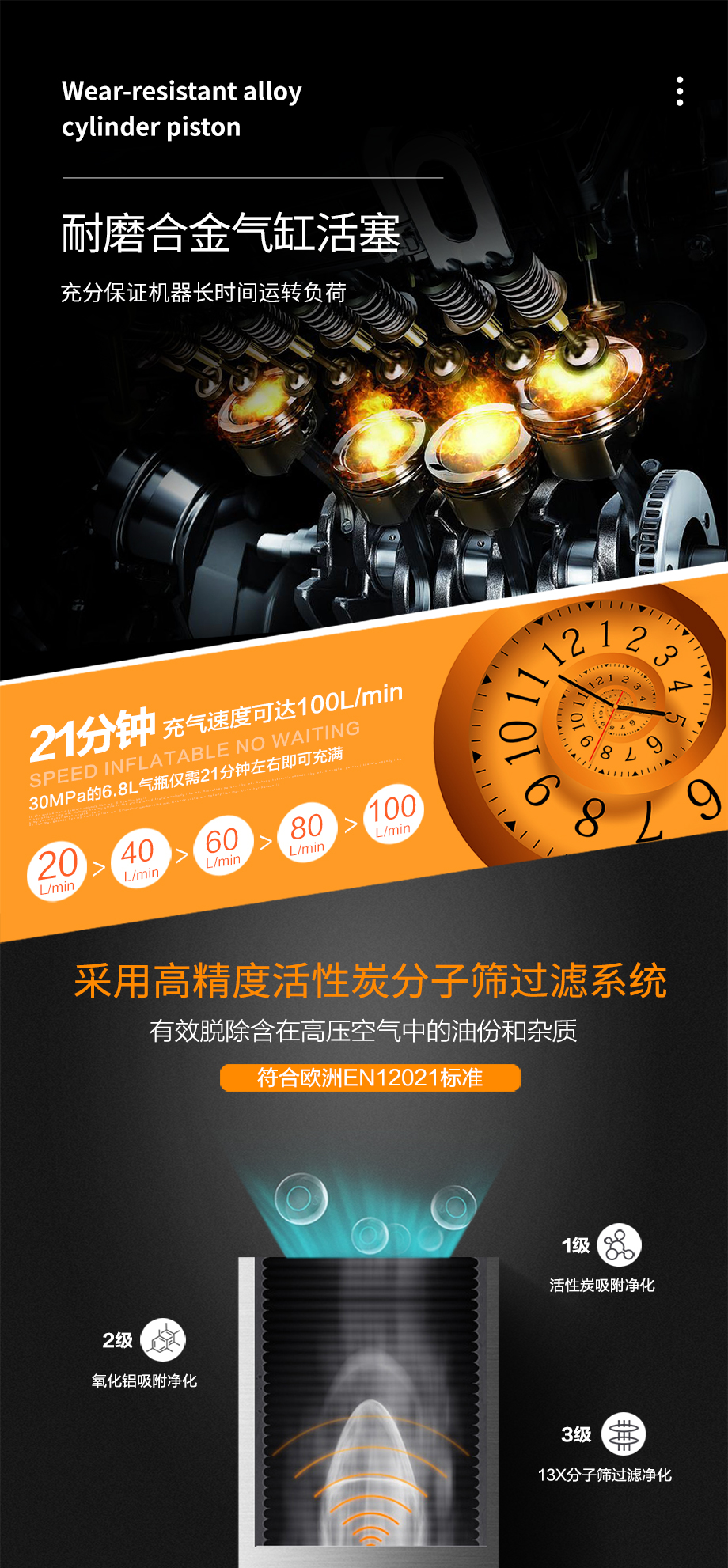 海固HG-CQ100D高压呼吸空气压缩机 正压式空气呼吸器充气泵