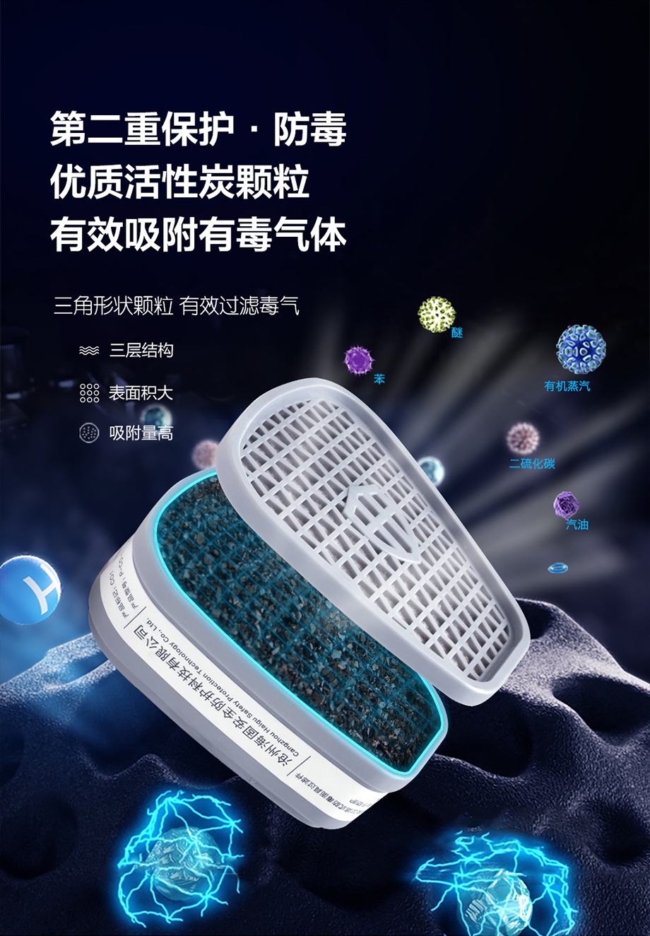 防尘毒套装 海固600半面罩+P-CO-1一氧化碳滤毒盒+滤棉+滤棉盖