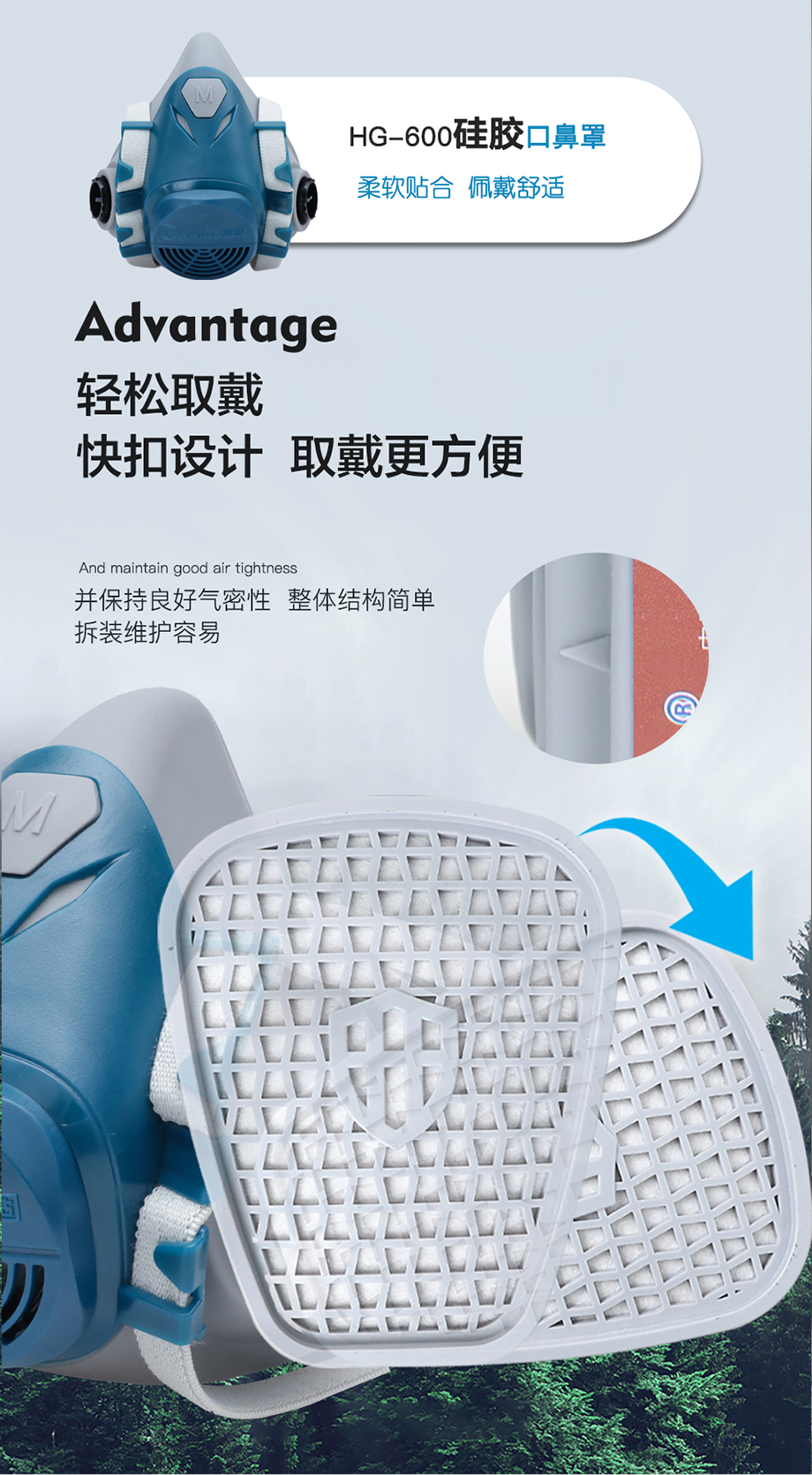 防尘毒套装 海固600半面罩+D1-1多功能滤毒盒+滤棉+滤棉盖