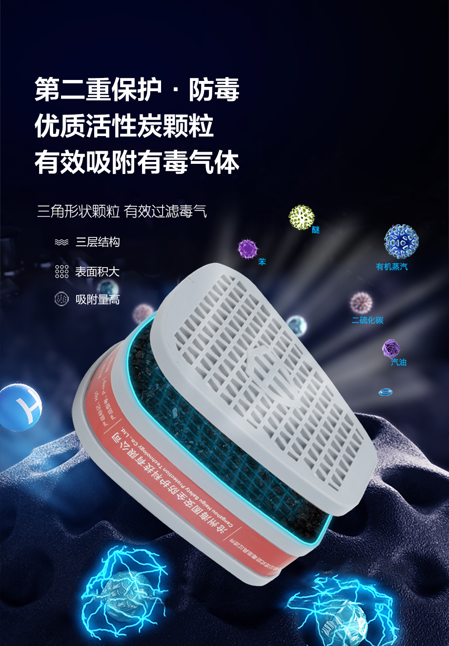 防尘毒套装 海固600半面罩+P-Hg-1汞防护滤毒盒+滤棉+滤棉盖