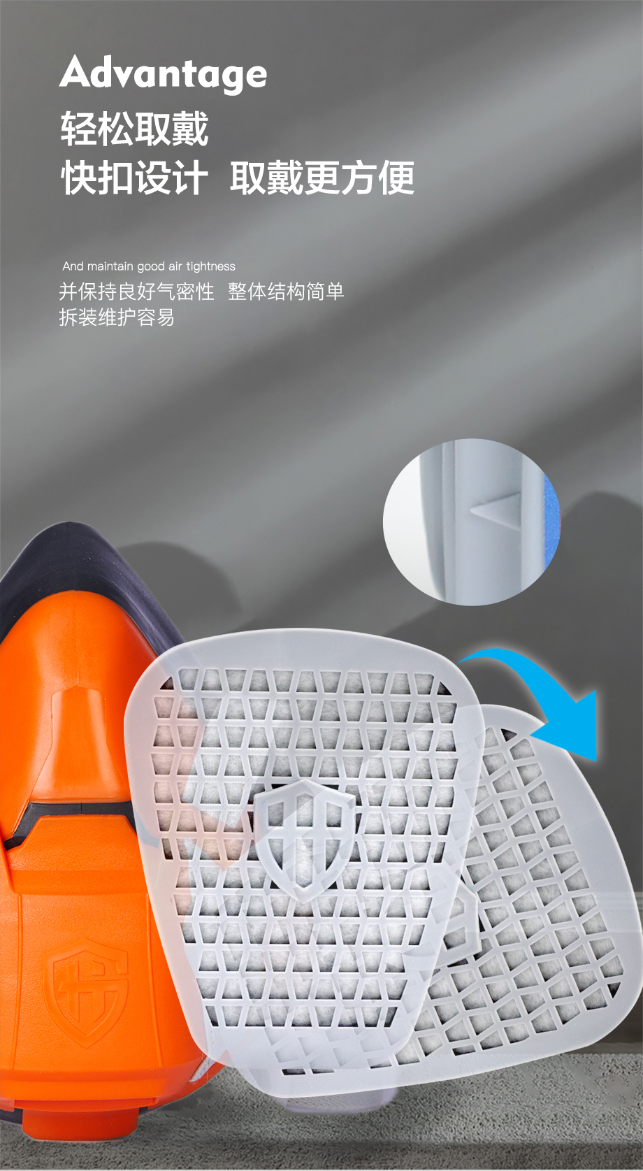 海固HG-602半面罩防毒面具+一级B型1号滤毒盒+滤棉 防尘毒套装