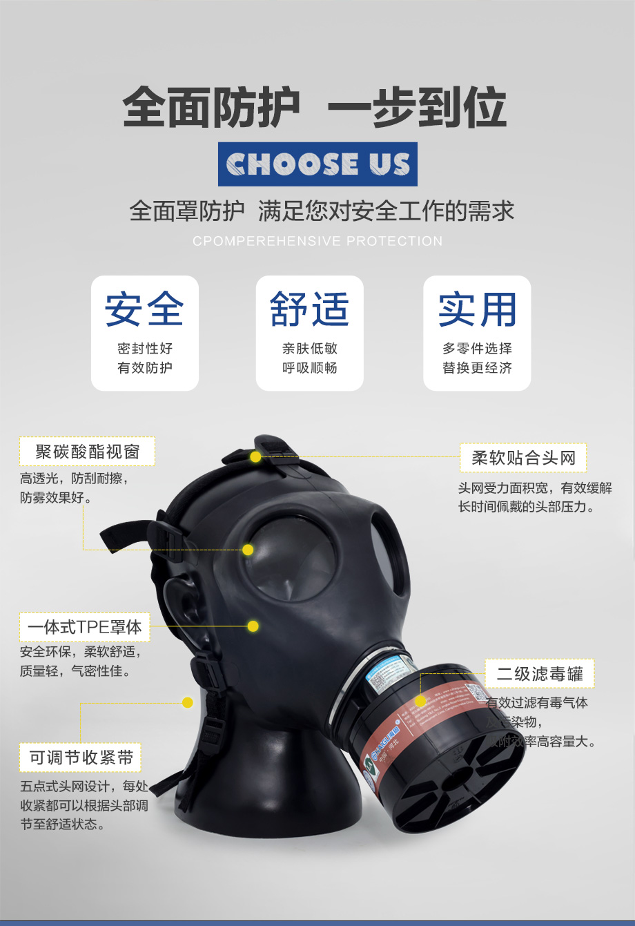 海固700全面罩+HG-ABS/P-A-2滤毒罐 活性炭防毒面具 甲醛 醇类