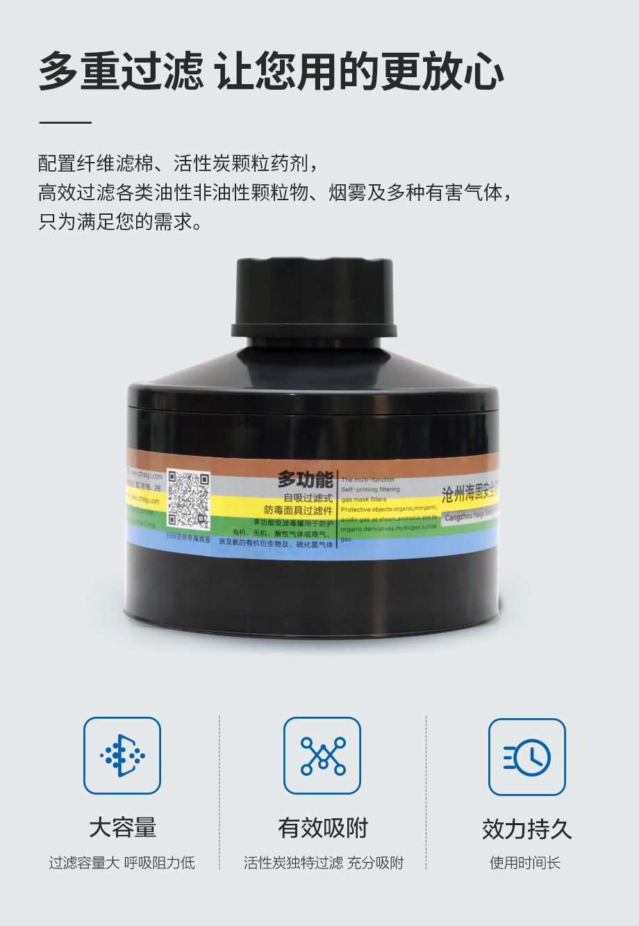 海固800全面罩+D-A/B/E/K/H2S-2滤毒罐 综合防毒气套装