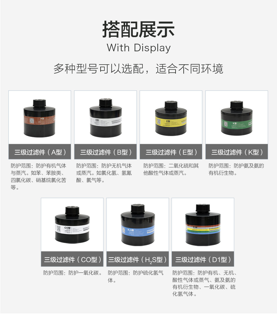 海固800全面罩+HG-ABS/P-CO-3滤毒罐 一氧化碳气体防护套装