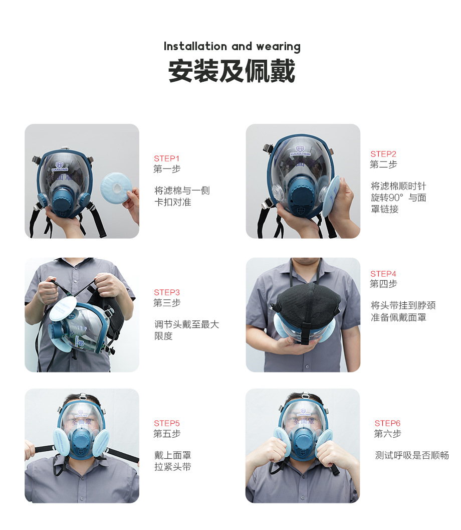 海固800D全面罩+KP100/KP95/KP90油性及非油性颗粒物滤棉 防尘套装