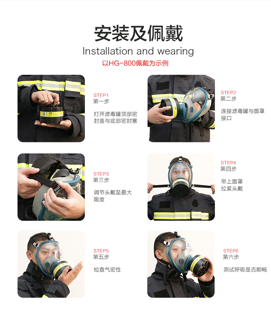 海固911全面罩+HG-ABS/P-A-3滤毒罐 活性炭防毒面具 甲醛 醇类