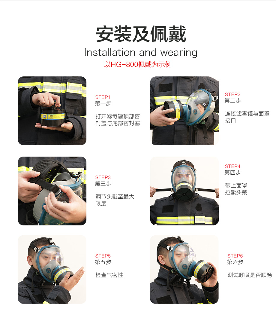 海固911全面罩+HG-ABS/P-E-3滤毒罐 酸性气体专用