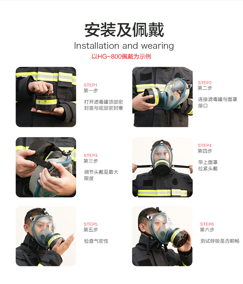 海固911全面罩+HG-ABS/P-H2S-3滤毒罐 硫化氢活性炭防毒面具