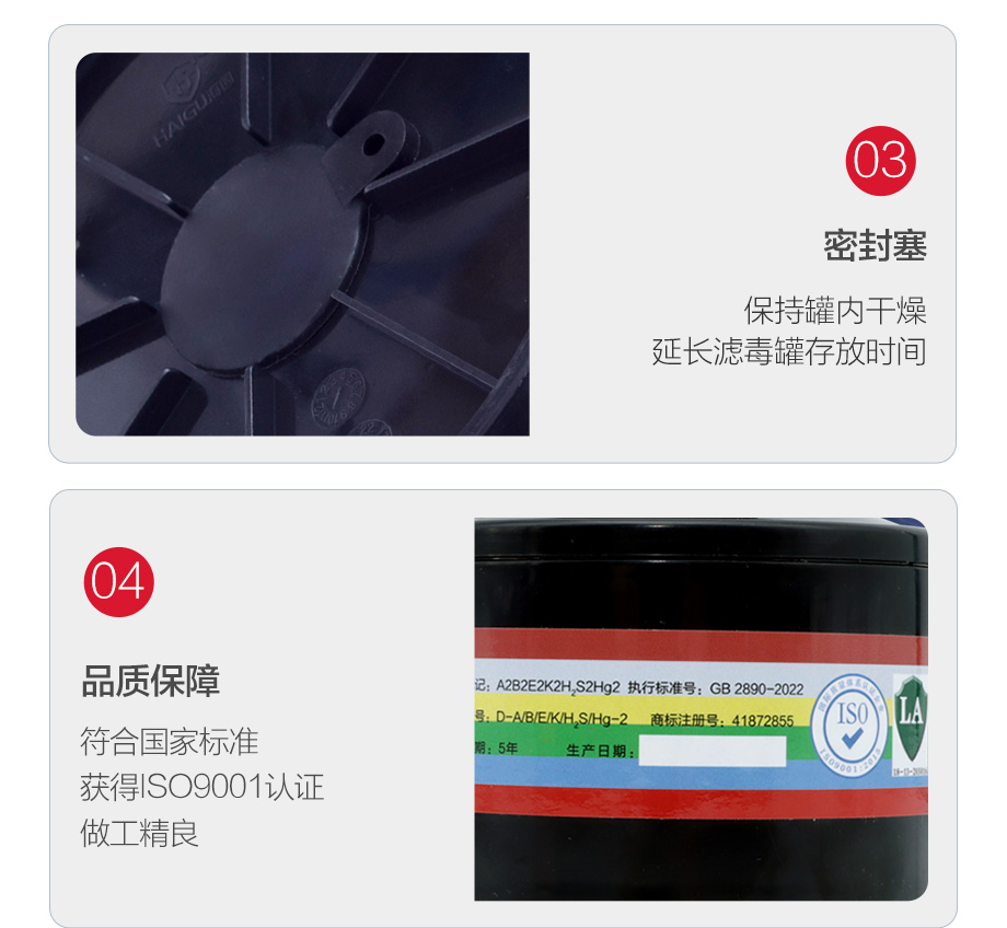 海固二级滤毒罐 D-A/B/E/K/H2S/Hg-2 多功能型综合多气体防护滤毒罐