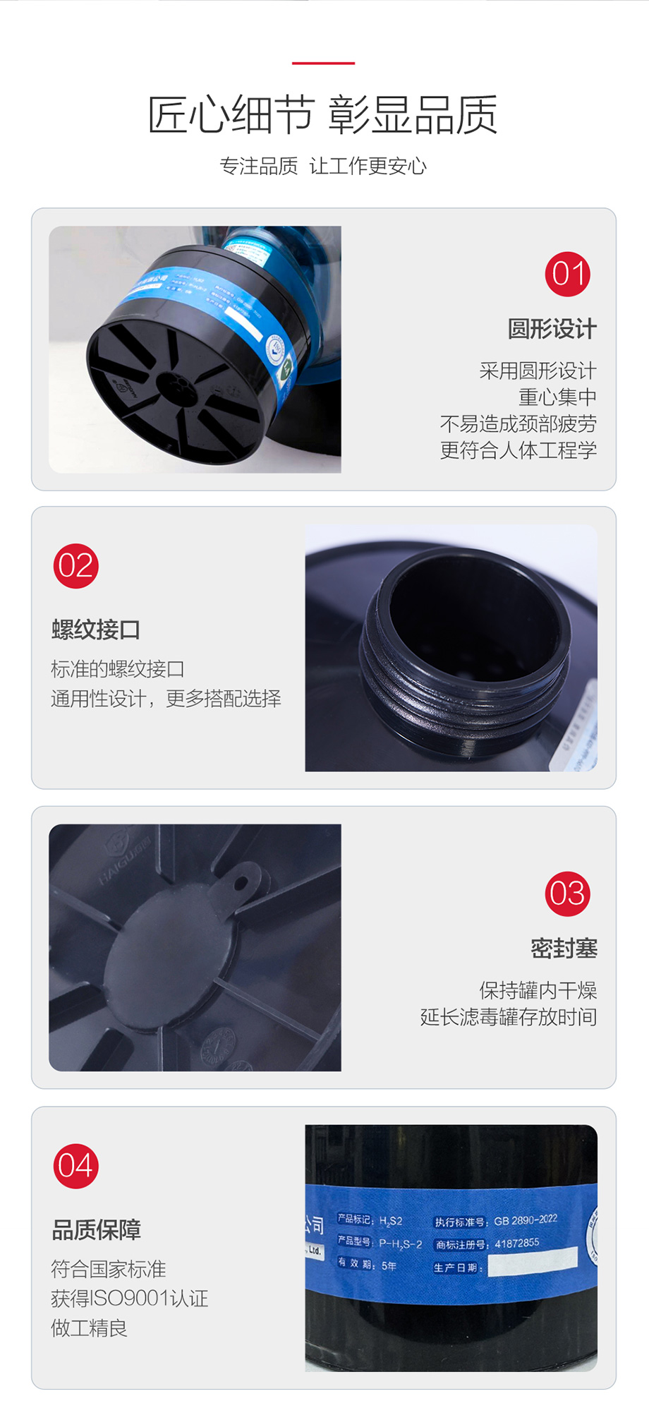 HG-ABS/P-H2S-2级滤毒罐 硫化氢气体防护 8号滤毒罐