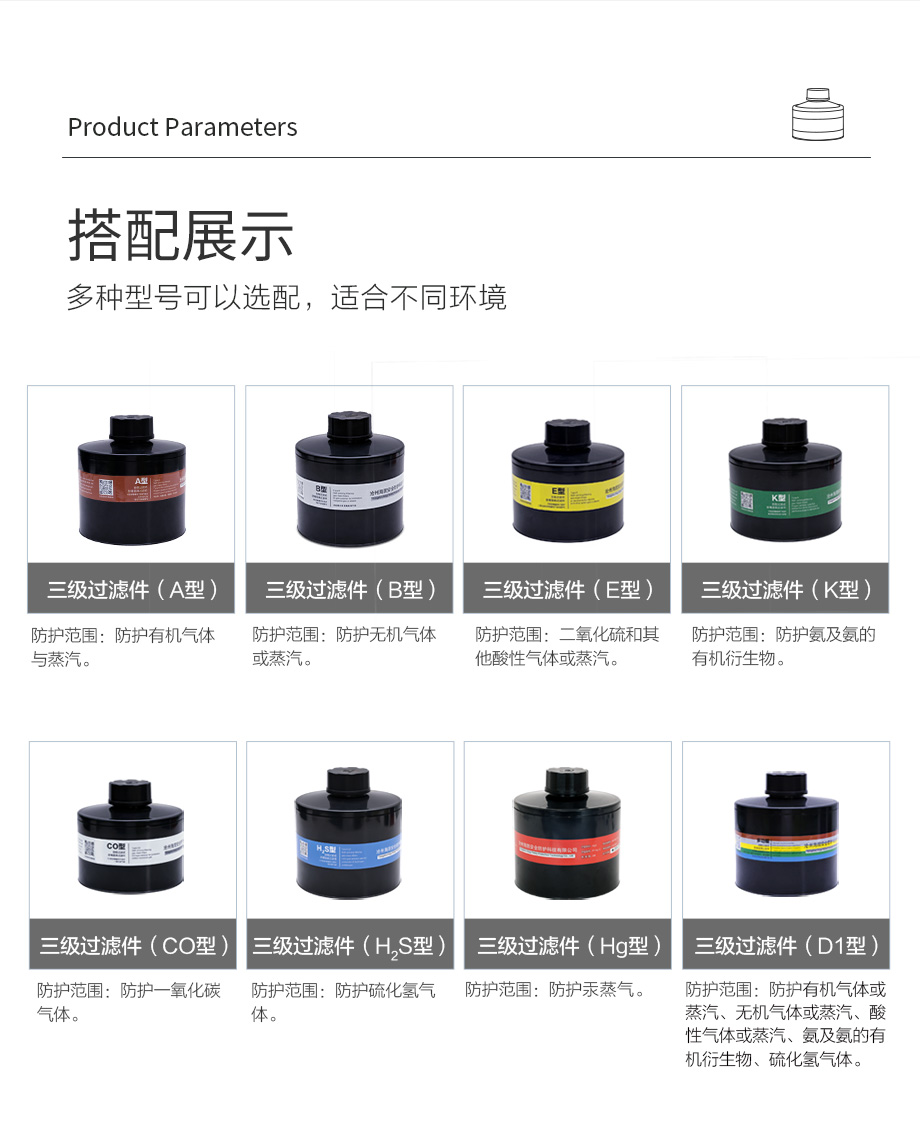 HG-ABS/P-K-3级滤毒罐 防护氨及氨的有机衍生物三级滤毒罐