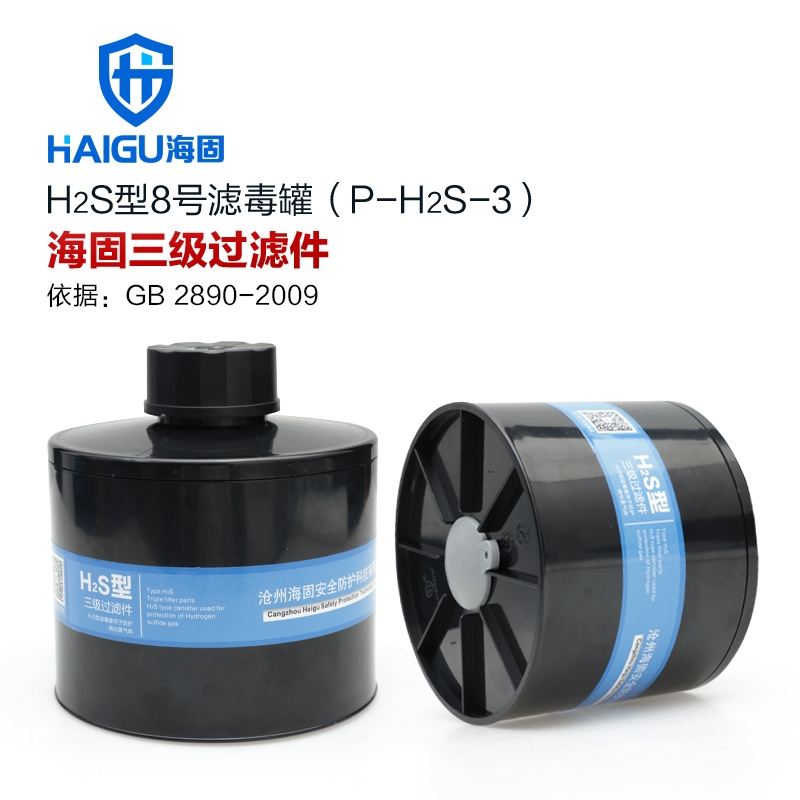 HG-ABS/P-H2S-3级滤毒罐 防护硫化氢气体三级滤毒罐