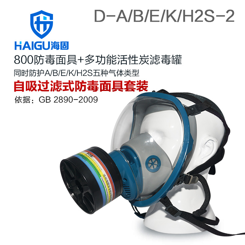 综合防毒气套装-海固800全面罩+HG-ABS/D1-2滤毒罐 活性炭面具