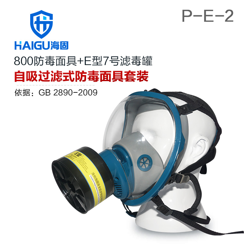 海固800全面罩+HG-ABS/P-E-2滤毒罐 酸性气体专用防护套装