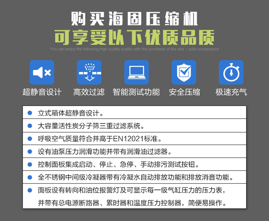 海固HG-CQ700高压呼吸空气压缩机 正压式空气呼吸器充气泵 打气机