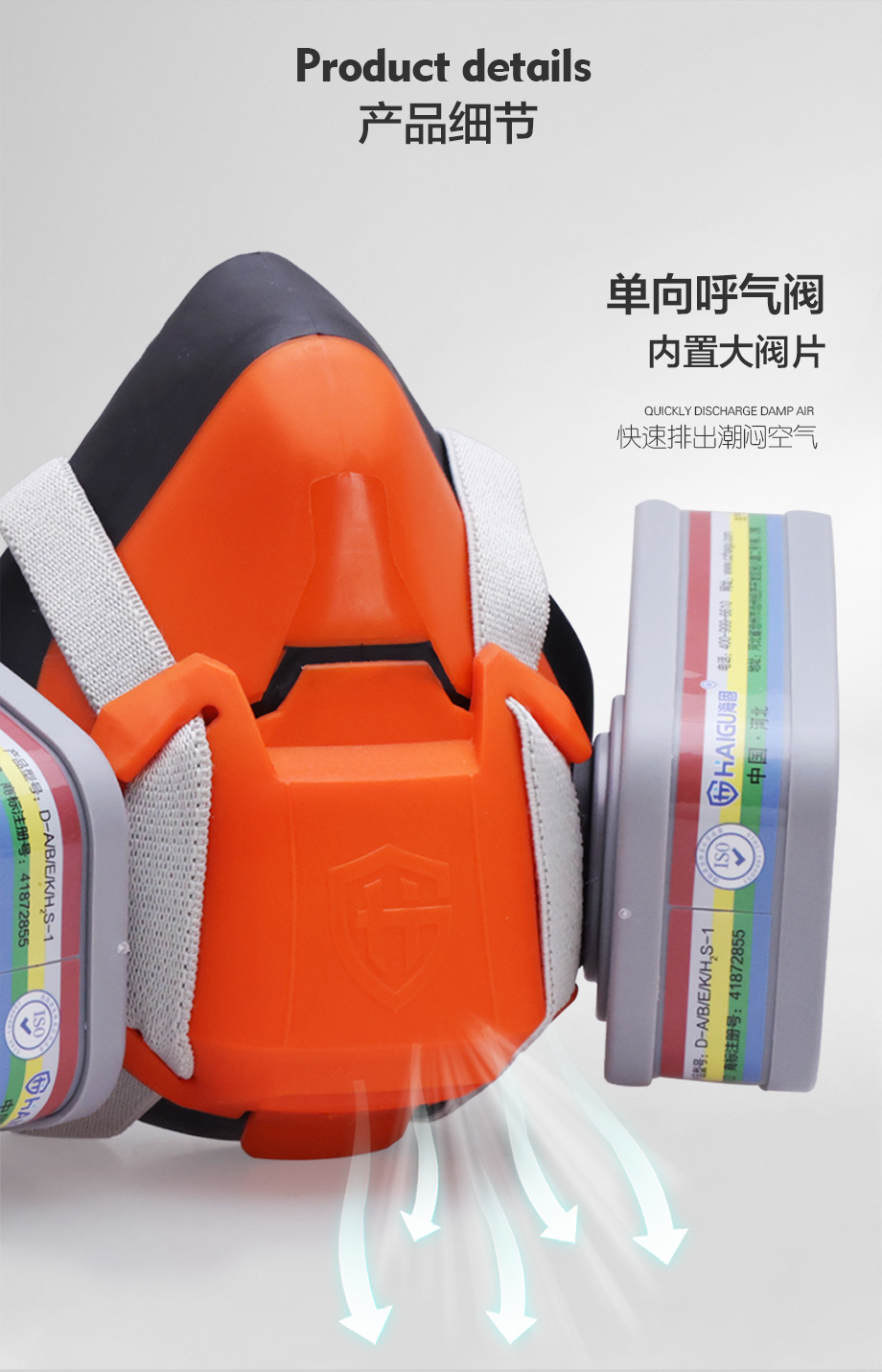多功能防毒面具 海固602半面罩+一级多气体防护滤毒盒