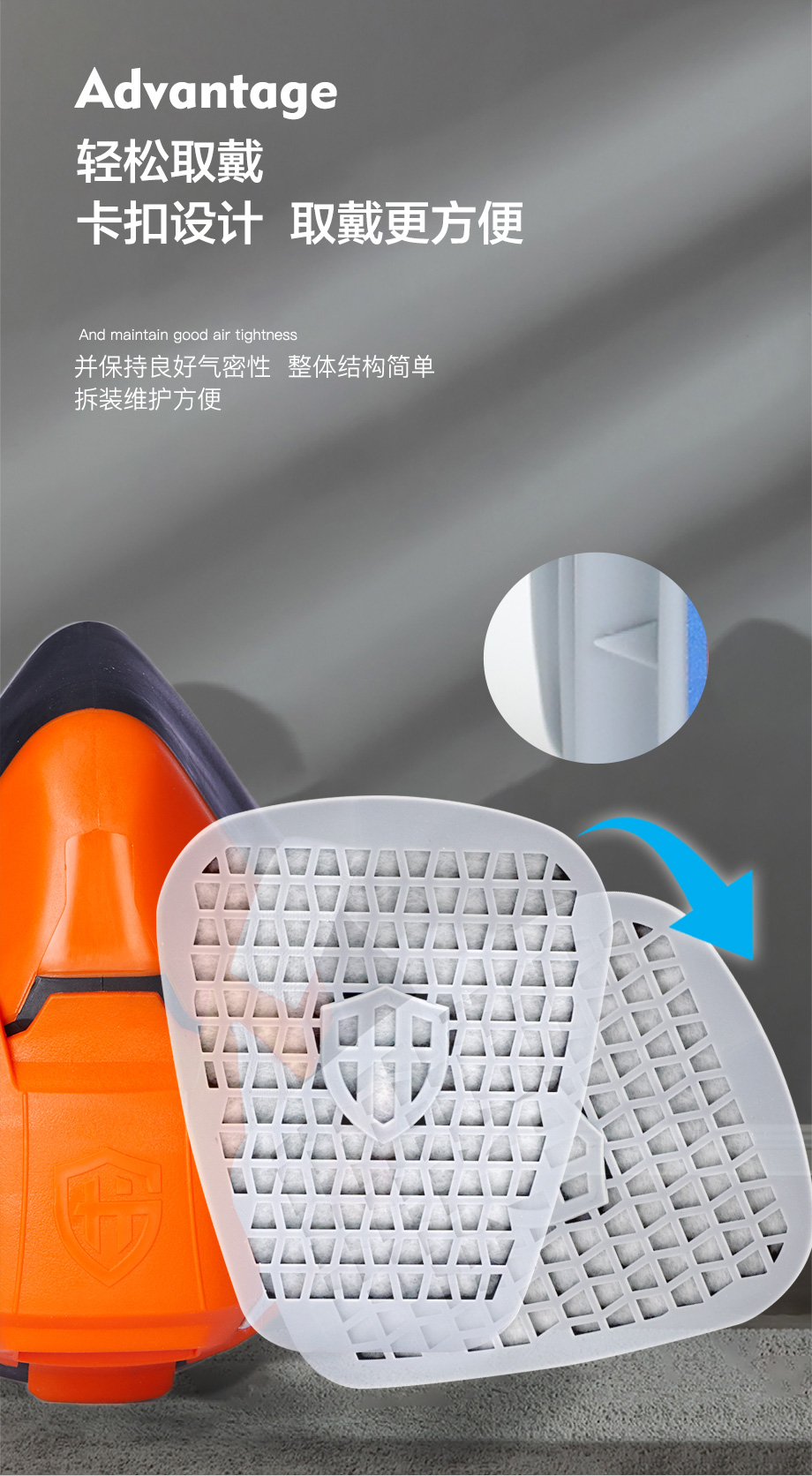 硫化氢气体防毒面具套装-海固602半面罩+H2S型8号滤毒盒