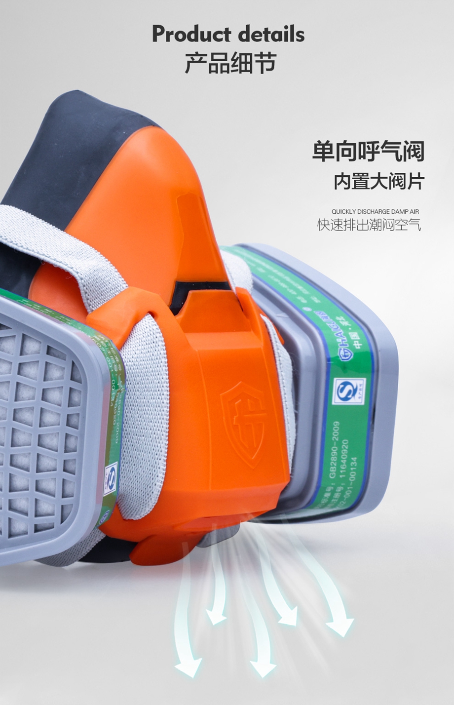 氨气防毒面具套装-海固602半面罩+K型4号滤毒盒 氨气防毒面具