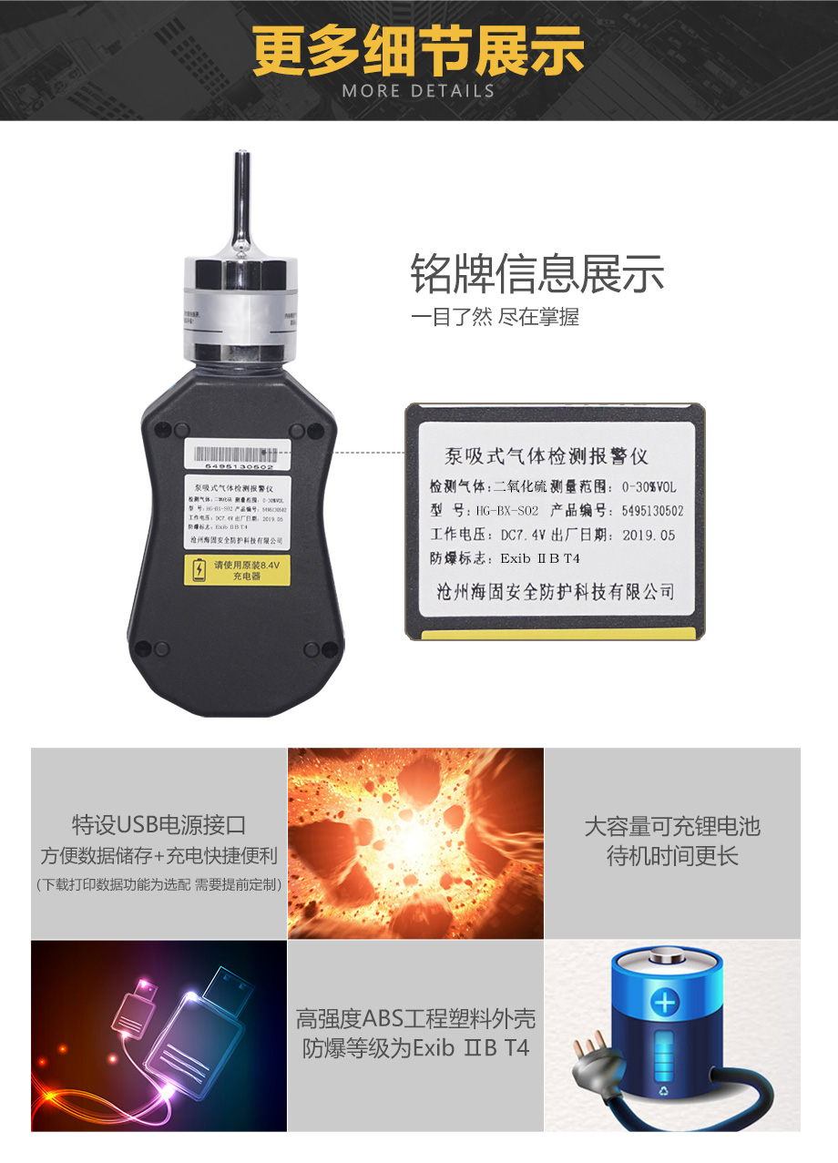海固HG-BX-SO2二氧化硫彩屏单一泵吸式气体检测仪